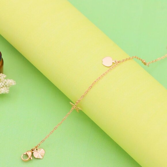 "Charming Rose Gold Anklet with Heart & Star Charms, XPAL1036 - Picture 10 of 12